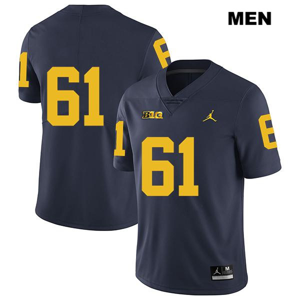 Men's NCAA Michigan Wolverines Dan Jokisch #61 No Name Navy Jordan Brand Authentic Stitched Legend Football College Jersey KG25F84GZ